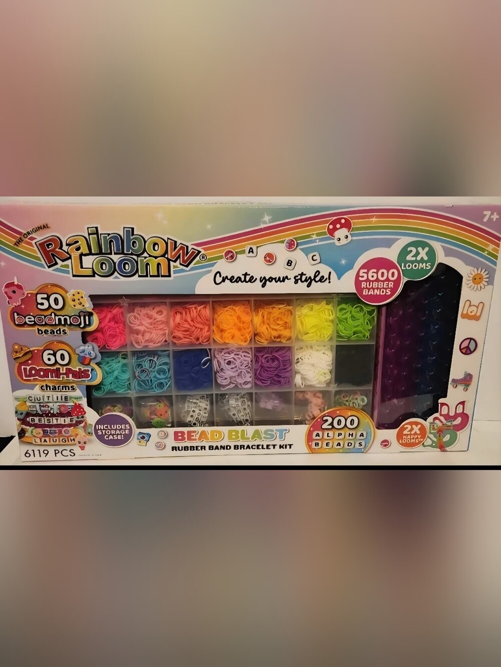 Rainbow Loom Bead Blast Bracelet 5600 Rubber Bands 2 Looms Storage Case 6119 Pcs